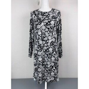 J. Jill women's small black and white long sleeve jersey knit shirt mini dress